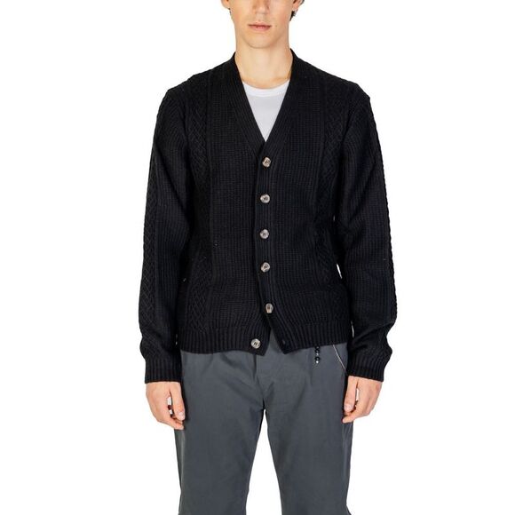 Hamaki-Ho Black Polyester Men's Cardigan - Picture 1 of 5